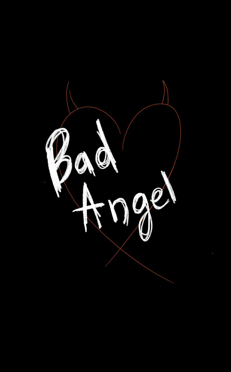 BAD ANGEL XO hand-lettered heart illustration