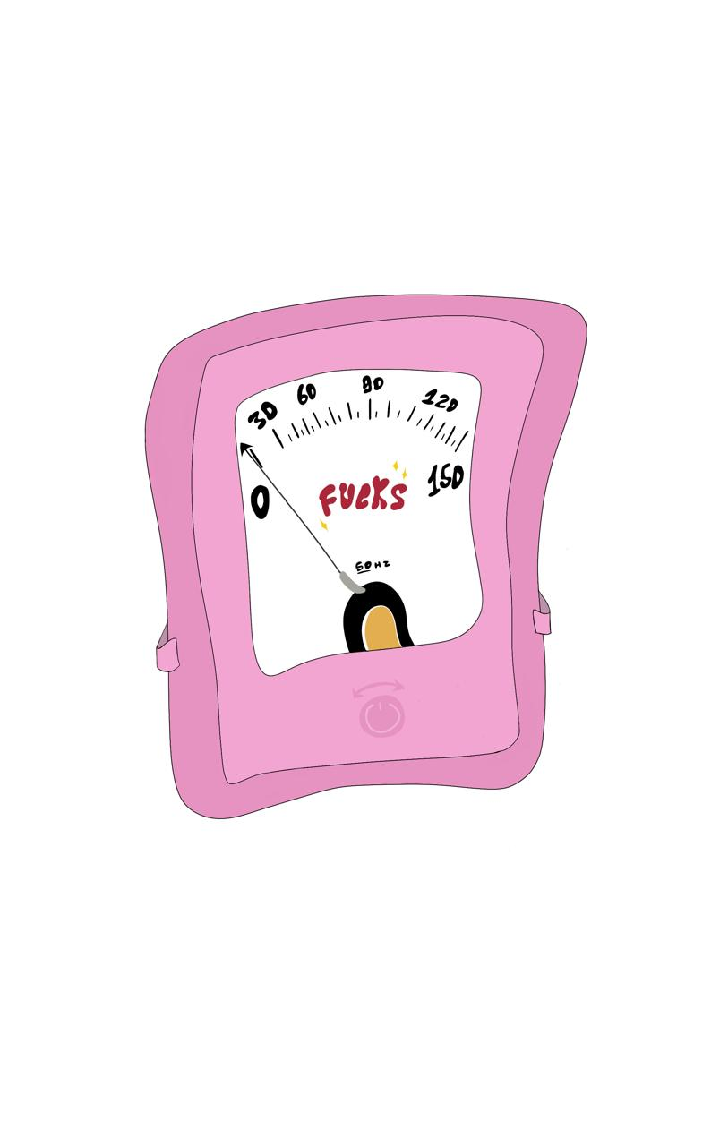 ZERO F¢KS GIVEN illustrated pink meter