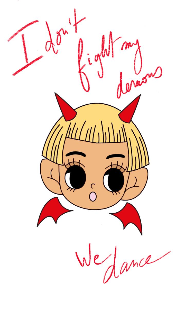 DANCE WITH MY DEMONS horned character illustration