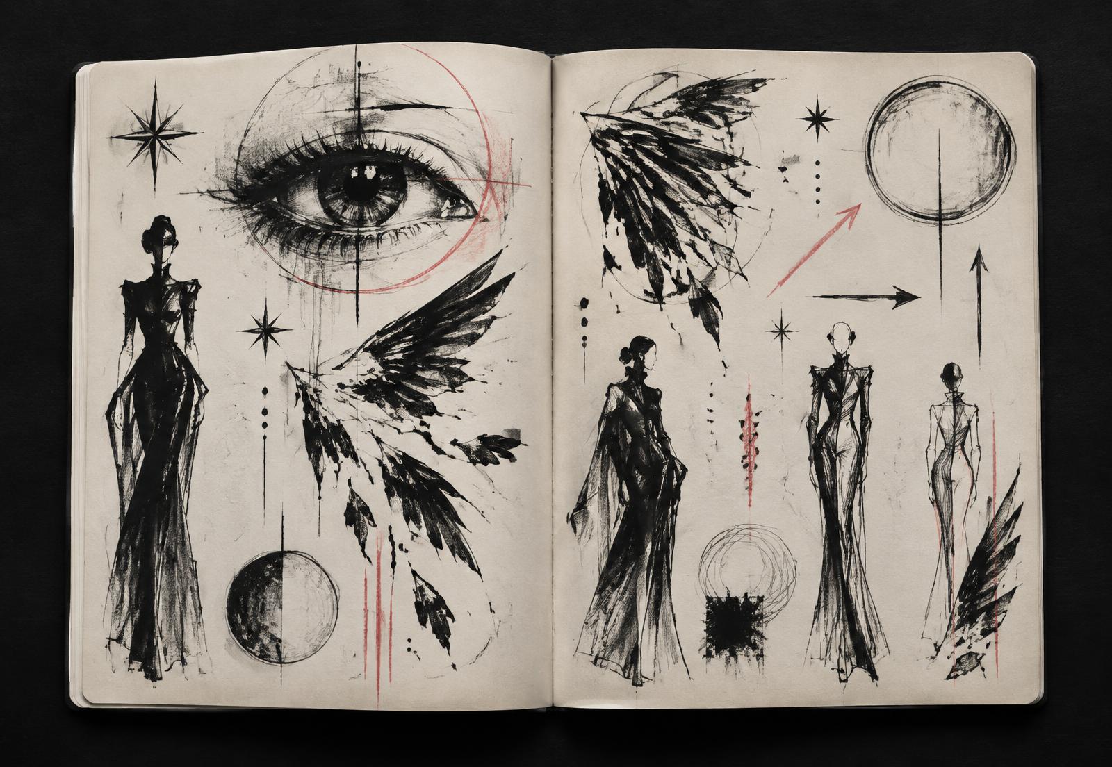 Rebecca's VISIONZ sketchbook studies